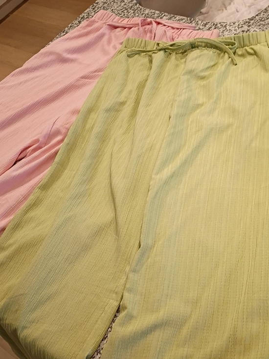 Pants - Women’s Lightweight Drawstring Skirt - Pastel Pink & Pale Green Size XL  2 F/ 1